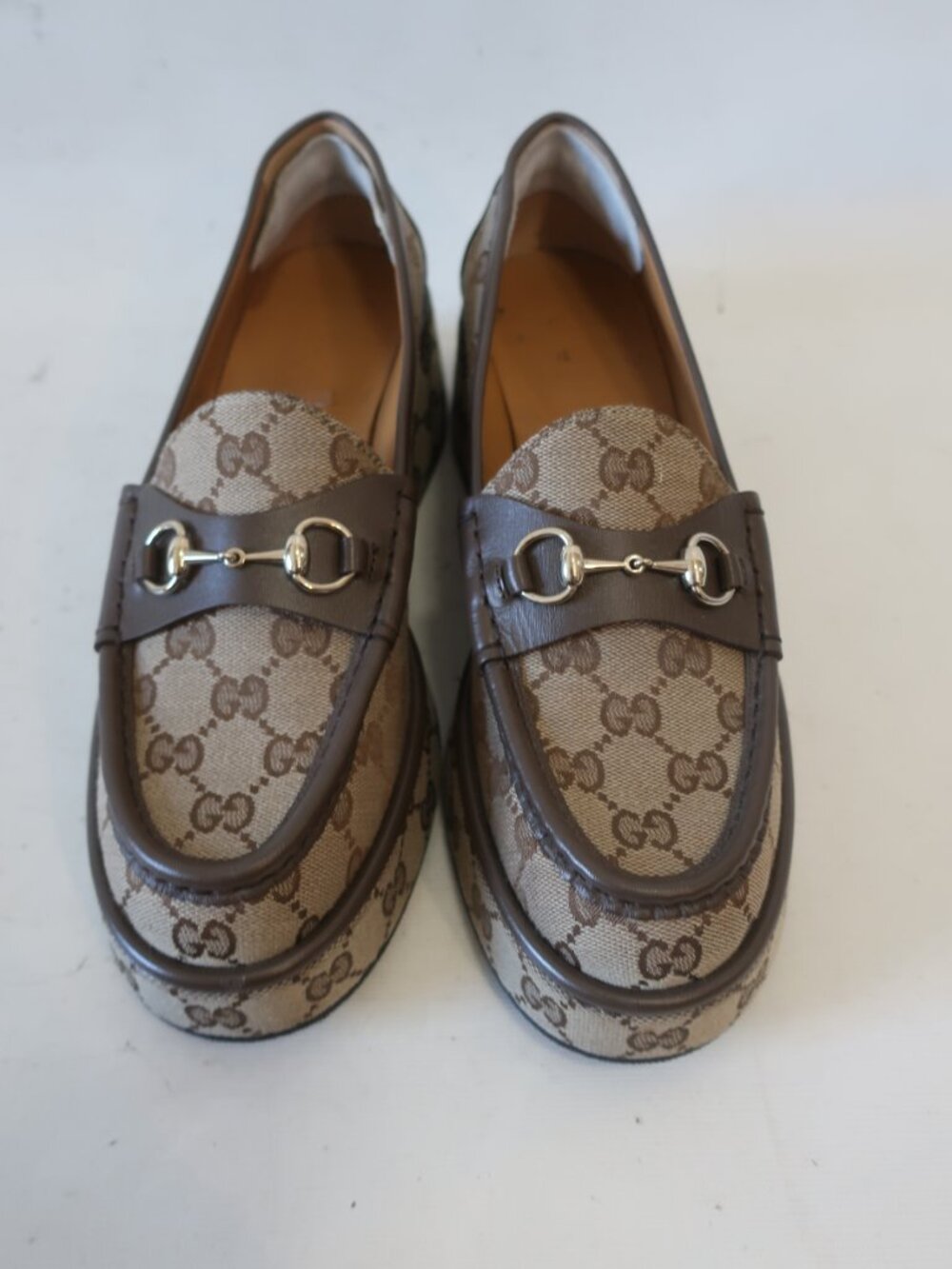 Gucci Ilde Brown Guccissima Canvas GG Supreme Horsebit Flatform Loafer 39 US/9 - Picture 10 of 16